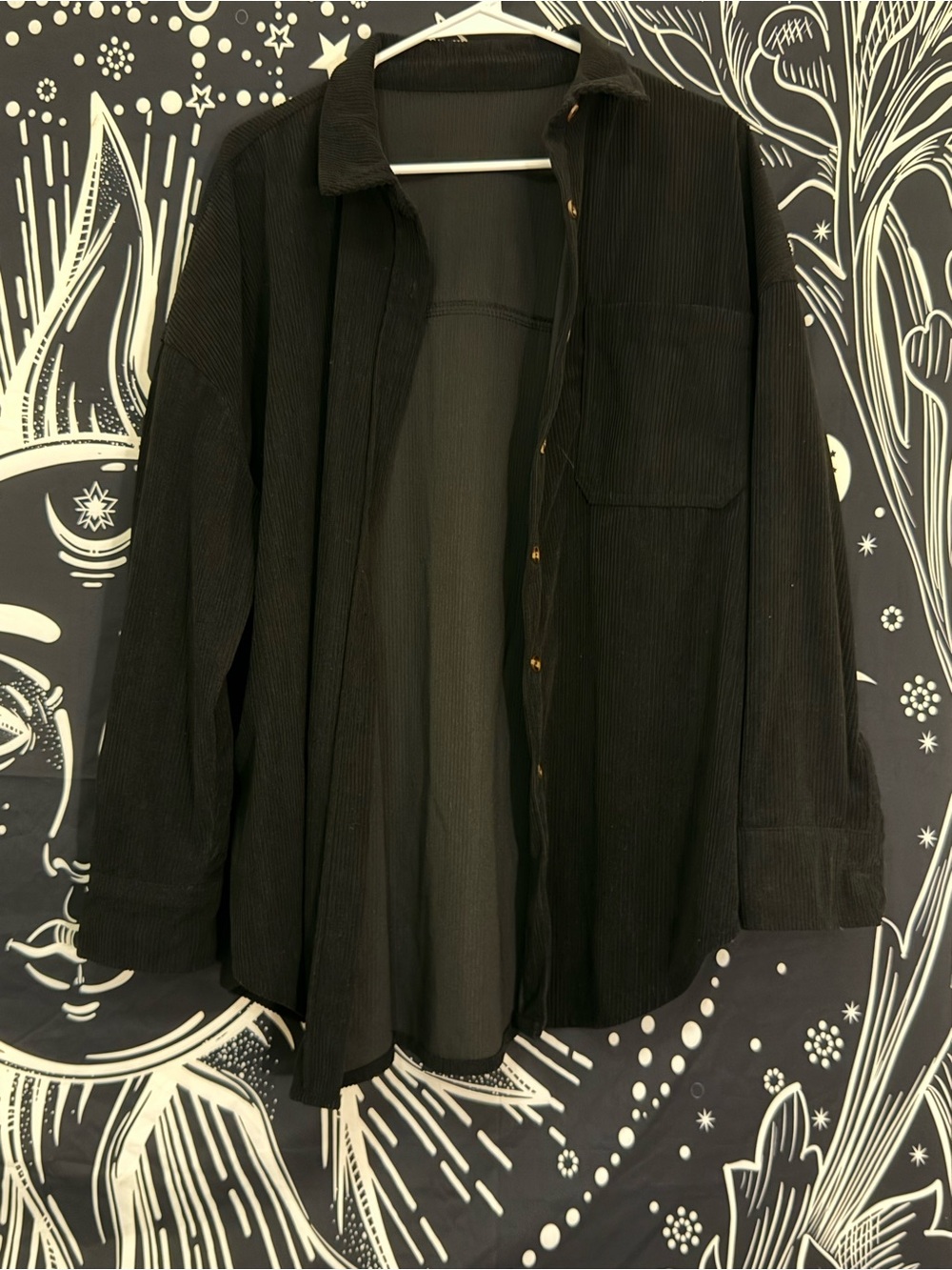 Black Women's Corduroy Button-Down Shirt